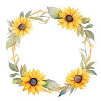 Sunflower frame watercolor wreath plant white background.