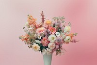A bouquet with various pastel colors of flowers plant rose inflorescence.