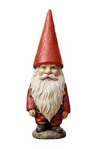 Photo of a garden gnome figurine red hat.