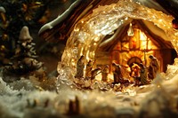 Aesthetic nativity scene glass christmas spirituality architecture.