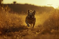 Bulldog running outdoors animal mammal.