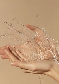 Clear liquid hand washing finger.