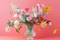 Flowers glass vase with various pastel colors flower plant petal.