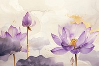 Purple lotus watercolor background painting blossom flower.