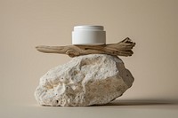 Skincare cream jar packaging wood rock driftwood.