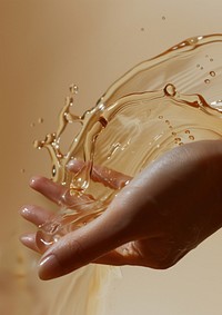 Clear oil serum hand finger refreshment.