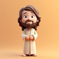 3d render llustrations of jesus figurine cute toy.