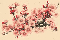 An isolated cherry blossom bouquet flower plant art.