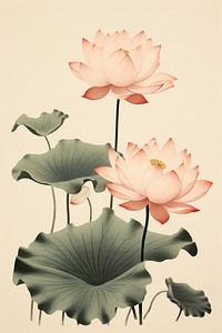 An isolated pink lotus flower art plant.