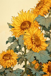 An isolated sunflowers art backgrounds painting.
