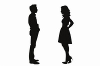 A man talking with a woman silhouette footwear adult.