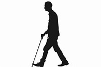 A man walking with a cane silhouette footwear adult.