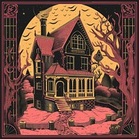 Vector illustrated of a witch house architecture building art.