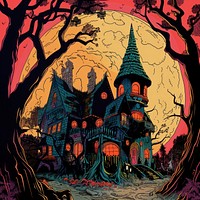 Vector illustrated of a witch house art architecture celebration.
