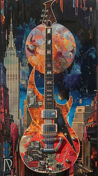 A guitar city architecture drawing.