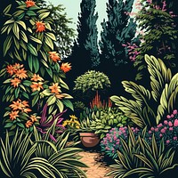 Vector illustrated of a garden art vegetation outdoors.