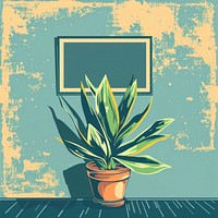 Vector illustrated of a indoor plant aloe art houseplant.