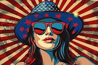Vector illustrated of a 4th of july sunglasses portrait flag.