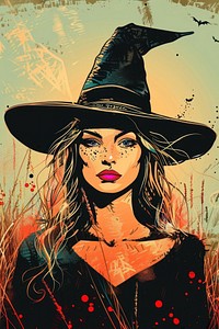 Vector illustrated of a witch painting comics adult.