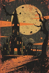 Vector illustrated of a spooky art painting outdoors.