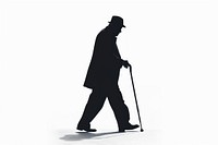 A profile old man with cane silhouette walking adult.