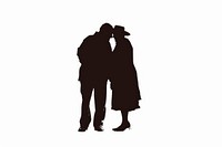 An old man holding and old woman silhouette adult white background.
