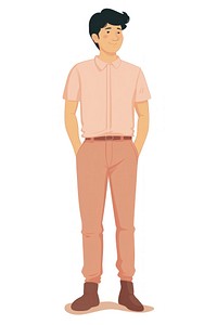 Asian teen boy illustration standing cartoon adult.