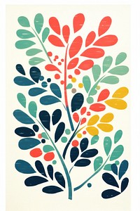Mistletoe Risograph style painting pattern plant.