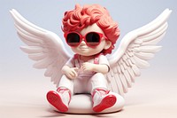 Cupid statue with sunglasses figurine angel white.