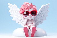 Cupid statue with sunglasses figurine angel white.