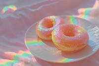 Donuts dessert rainbow plate.