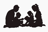 Family reading a book together silhouette adult togetherness.