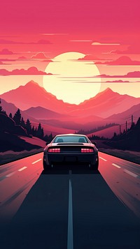 Vintage japanese car road landscape | Premium Photo Illustration - rawpixel