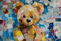 Teddy bear art painting collage.