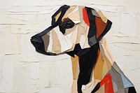 Abstract dog ripped paper collage art painting animal.