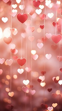 Red heart pattern bokeh effect background backgrounds pink illuminated.