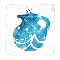 Risograph printing illustration of Aquarius jug pottery vase.