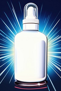 A skincare essential oils bottle light illuminated container.