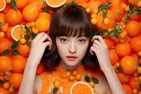 Girl photography grapefruit portrait.