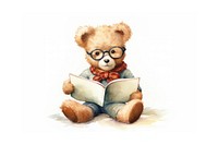 Teddy bear holding a giant book glasses reading toy.