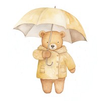 Teddy bear umbrella toy white background.
