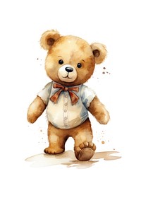 Teddy bear running toy white background representation.