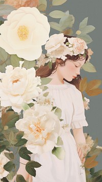 White flower mother art painting portrait.