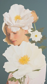White flower mother art portrait painting.