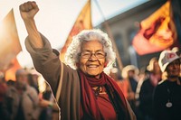 The elderly female activist glasses adult smile.