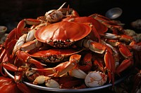 Crabs seafood lobster invertebrate.