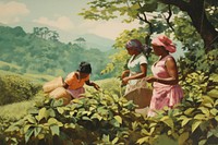 Assam tea agriculture outdoors painting.