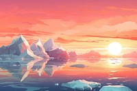 Sunrise landscape ice mountain.