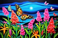 Butterfly painting flower outdoors.