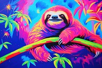Sloth painting wildlife purple.